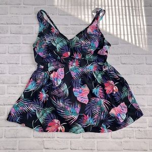 Swimsuits For All colorful topical and flora designed one piece swim suit